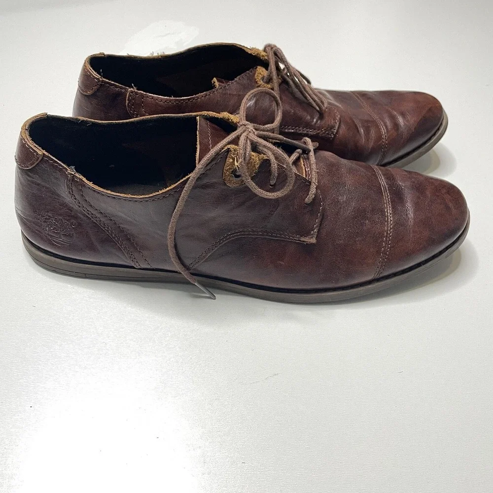 Timberland Men's Size 10 Brown Leather Oxford Dress Shoes Casual Work Style